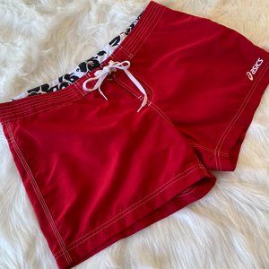 Asics Red & White Running Training Athletic Short Shorts NWOT Women's Size M